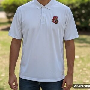 Cornell Big Red Vansport Mens White Polo Shirt Golf Bear Logo Short Sleeve 2XL